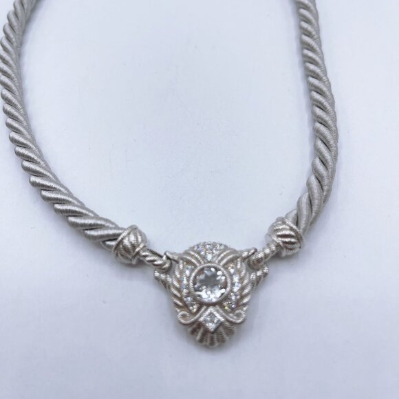 Judith Ripka 925 Sterling Silver Twisted Rope Necklace W/Convertible Cubic Zirco - Picture 4 of 11